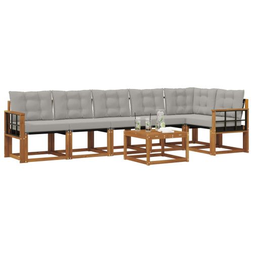 Комплект дивани за открито 7 pcs Естествено и светло сиво
