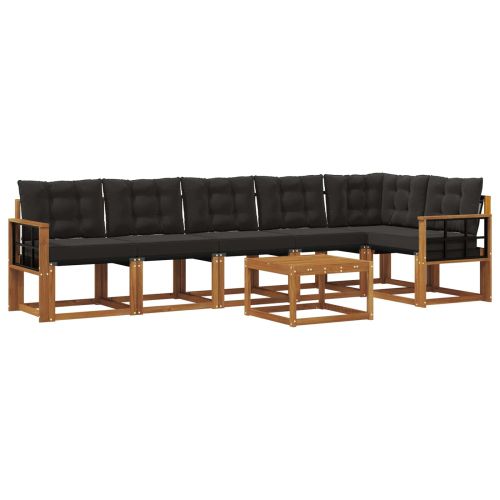 Комплект дивани за открито 7 pcs Естествено и черно