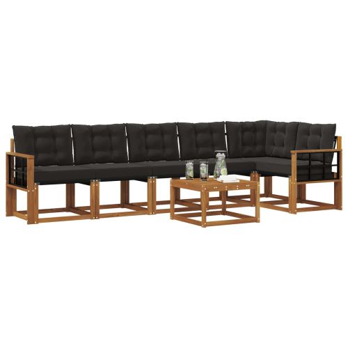 Комплект дивани за открито 7 pcs Естествено и черно