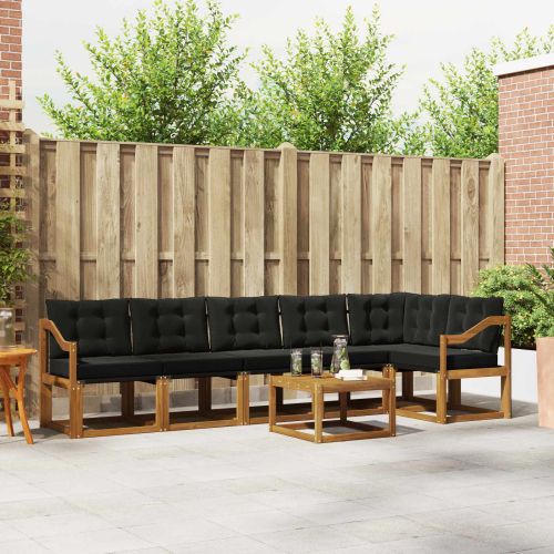 Комплект дивани за открито 7 pcs Естествено и черно