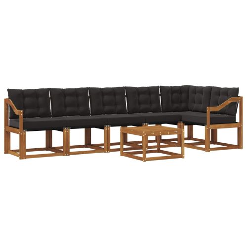 Комплект дивани за открито 7 pcs Естествено и черно