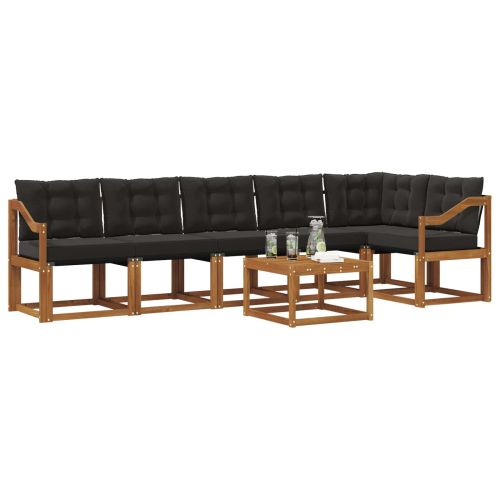 Комплект дивани за открито 7 pcs Естествено и черно