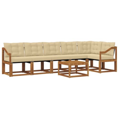 Комплект дивани за открито 7 pcs Натурален и Бежов