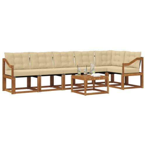 Комплект дивани за открито 7 pcs Натурален и Бежов