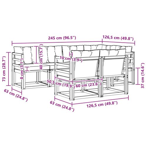 Комплект дивани за открито 7 pcs Естествено и светло сиво