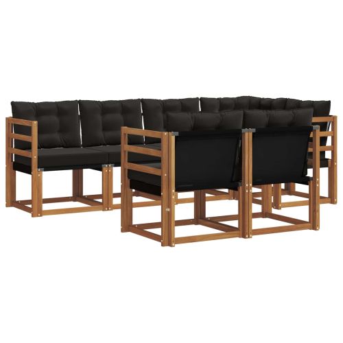 Комплект дивани за открито 7 pcs Естествено и черно