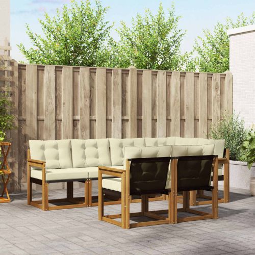 Комплект дивани за открито 7 pcs Натурален и Крема