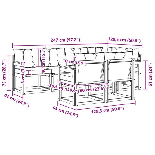 Комплект дивани за открито 7 pcs Натурален и Крема