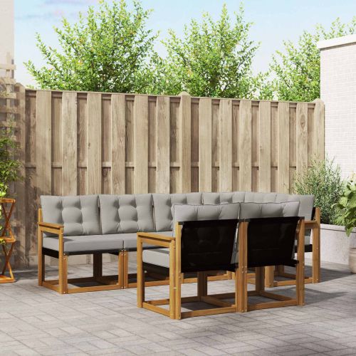 Комплект дивани за открито 7 pcs Естествено и светло сиво