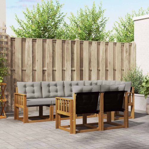 Комплект дивани за открито 7 pcs Естествено и светло сиво