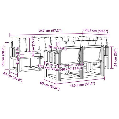 Комплект дивани за открито 7 pcs Естествено и черно