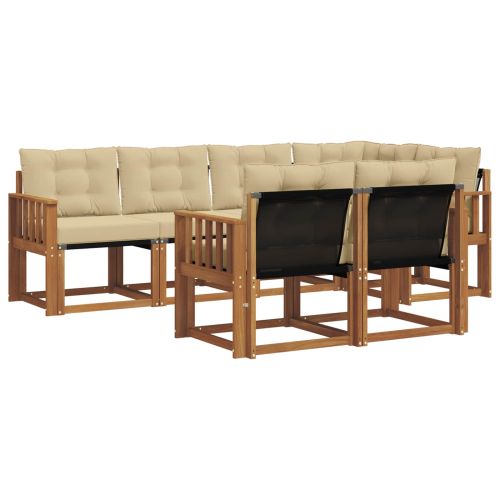 Комплект дивани за открито 7 pcs Натурален и Бежов