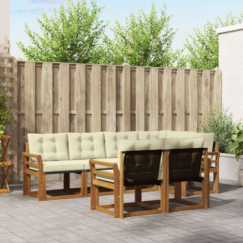 Комплект дивани за открито 7 pcs Натурален и Крема