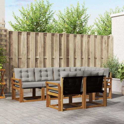 Комплект дивани за открито 7 pcs Естествено и светло сиво