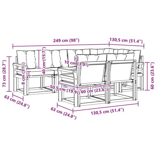 Комплект дивани за открито 7 pcs Естествено и светло сиво