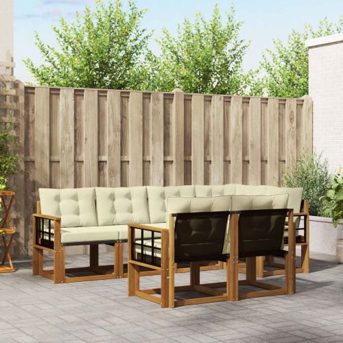 Комплект дивани за открито 7 pcs Натурален и Крема