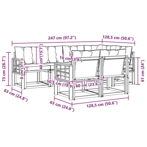 Комплект дивани за открито 7 pcs Естествено и светло сиво