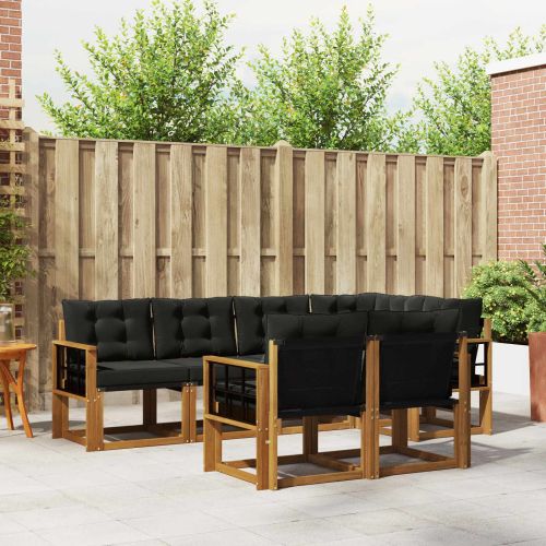 Комплект дивани за открито 7 pcs Естествено и черно