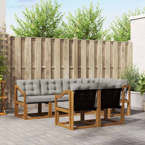 Комплект дивани за открито 7 pcs Естествено и светло сиво