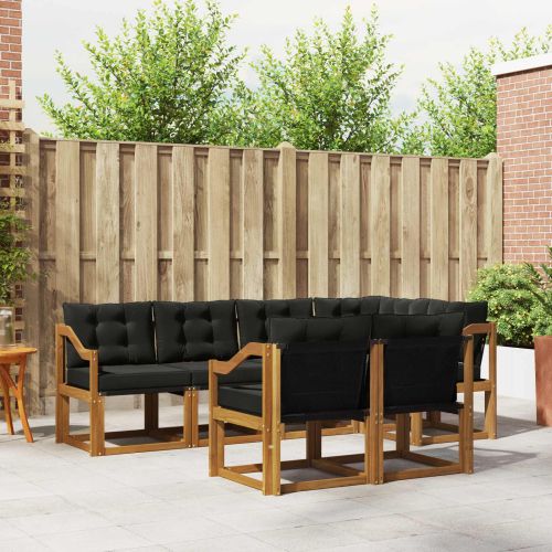 Комплект дивани за открито 7 pcs Естествено и черно