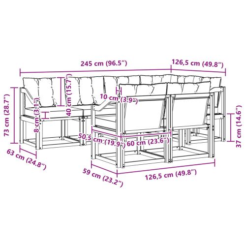 Комплект дивани за открито 7 pcs Естествено и черно