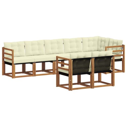 Комплект дивани за открито 8 pcs Натурален и Крема