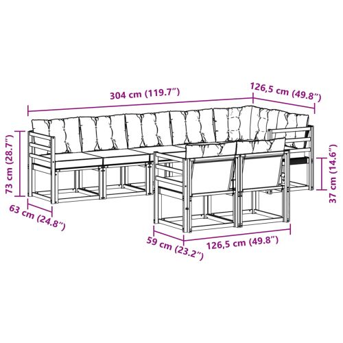 Комплект дивани за открито 8 pcs Естествено и светло сиво