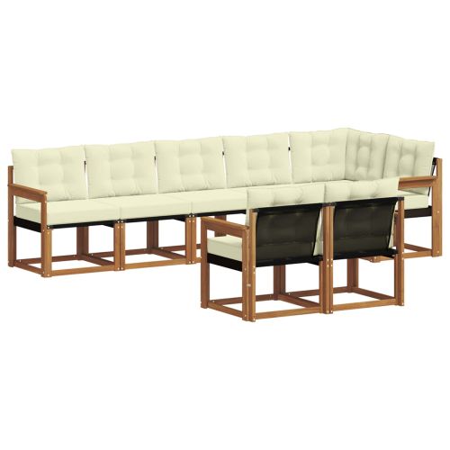 Комплект дивани за открито 8 pcs Натурален и Крема