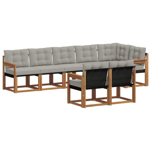 Комплект дивани за открито 8 pcs Естествено и светло сиво