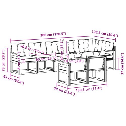 Комплект дивани за открито 8 pcs Естествено и черно