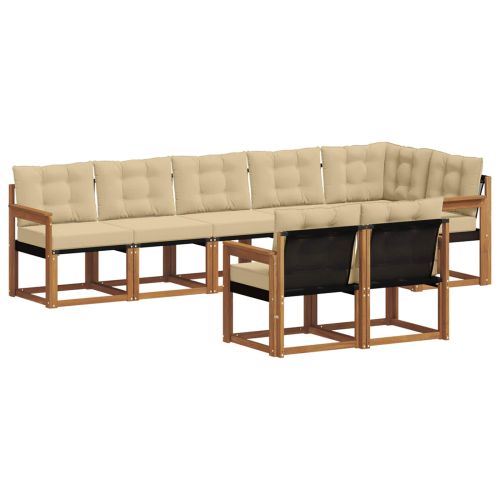 Комплект дивани за открито 8 pcs Натурален и Бежов