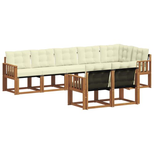 Комплект дивани за открито 8 pcs Натурален и Крема