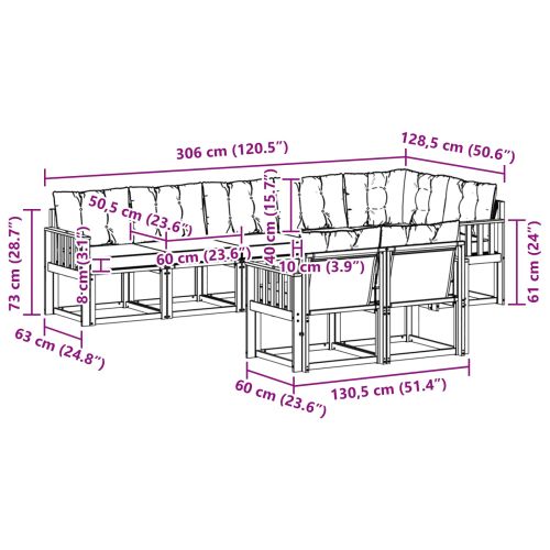 Комплект дивани за открито 8 pcs Естествено и светло сиво