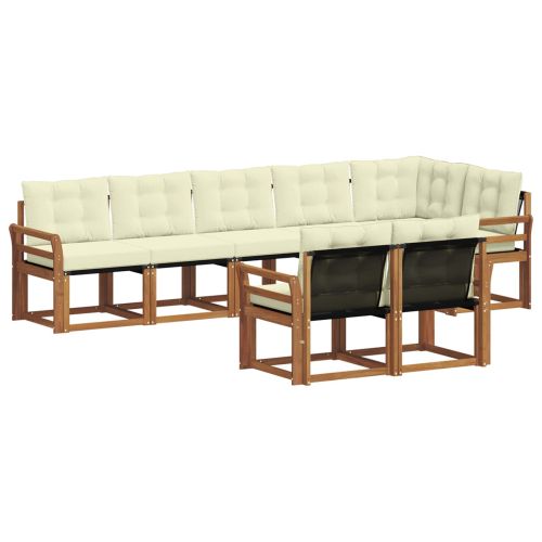 Комплект дивани за открито 8 pcs Натурален и Крема