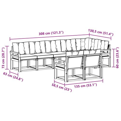 Комплект дивани за открито 8 pcs Натурален и Бежов