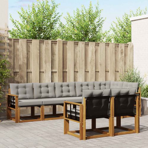 Комплект дивани за открито 8 pcs Естествено и светло сиво