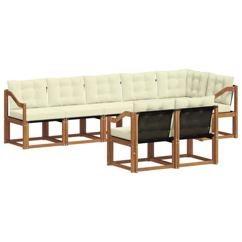 Комплект дивани за открито 8 pcs Натурален и Крема