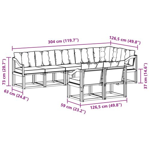Комплект дивани за открито 8 pcs Естествено и светло сиво