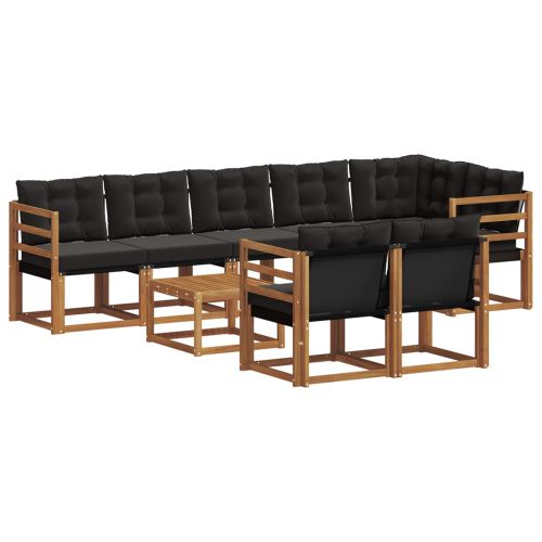Комплект дивани за открито 9 pcs Естествено и черно