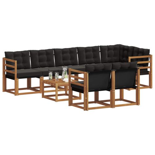 Комплект дивани за открито 9 pcs Естествено и черно