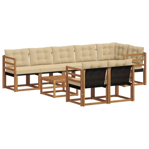 Комплект дивани за открито 9 pcs Натурален и Бежов