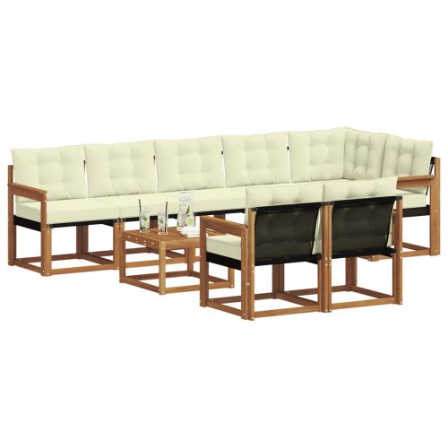 Комплект дивани за открито 9 pcs Натурален и Крема