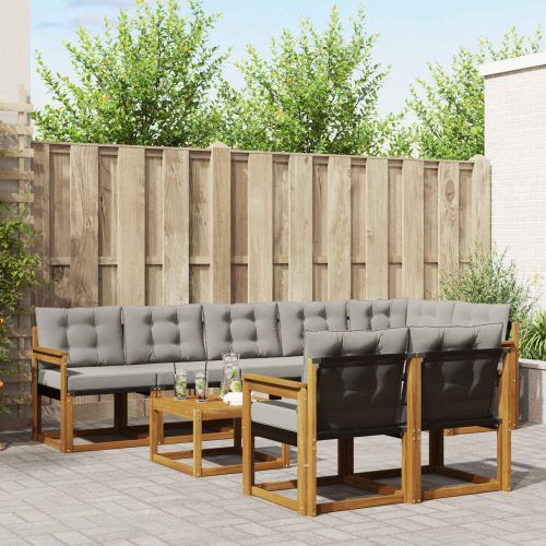 Комплект дивани за открито 9 pcs Естествено и светло сиво