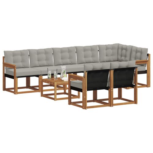 Комплект дивани за открито 9 pcs Естествено и светло сиво