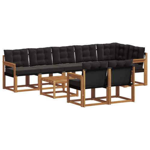 Комплект дивани за открито 9 pcs Естествено и черно