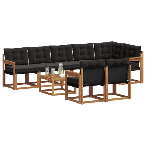 Комплект дивани за открито 9 pcs Естествено и черно