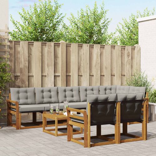 Комплект дивани за открито 9 pcs Естествено и светло сиво