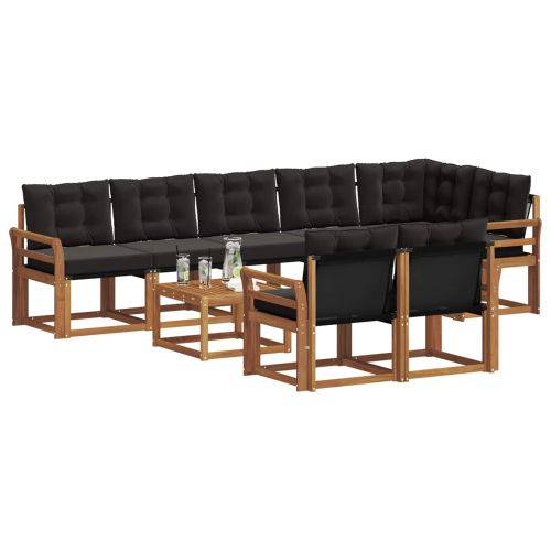 Комплект дивани за открито 9 pcs Естествено и черно