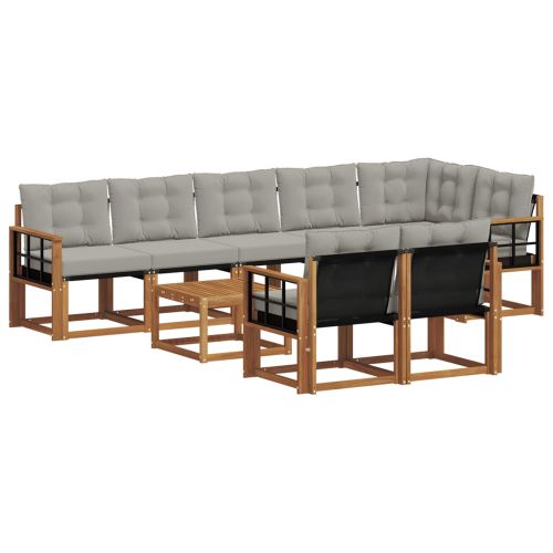 Комплект дивани за открито 9 pcs Естествено и светло сиво