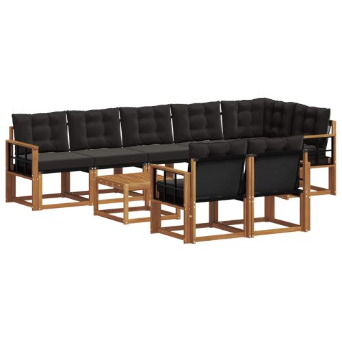 Комплект дивани за открито 9 pcs Естествено и черно